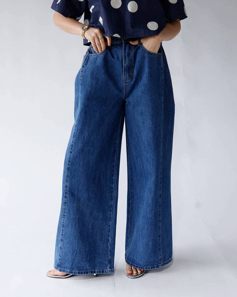 NEW LUVEE atlas wide leg jean in blue